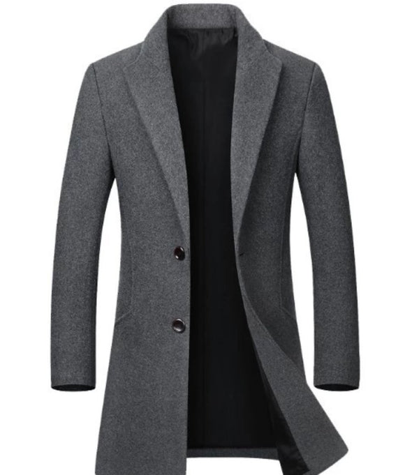 Mens Classic Dual Button Mid Length Coat – Onetify