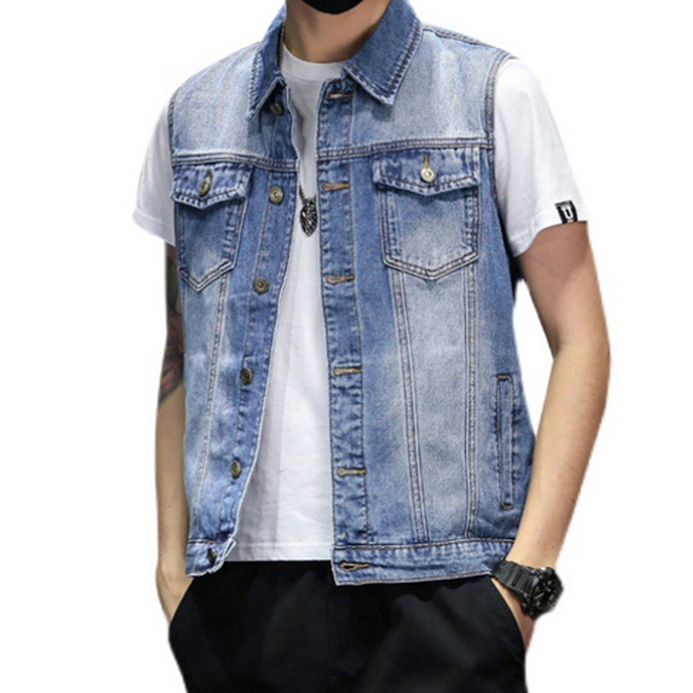 Mens Faded Button Up Denim Vest – Amtify