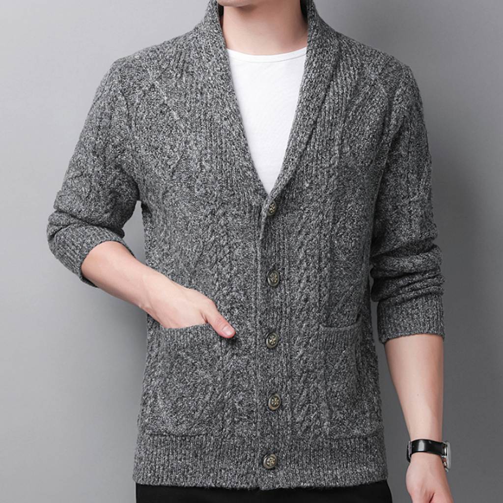 Mens Cable Knit Shawl Collar Cardigan – Onetify