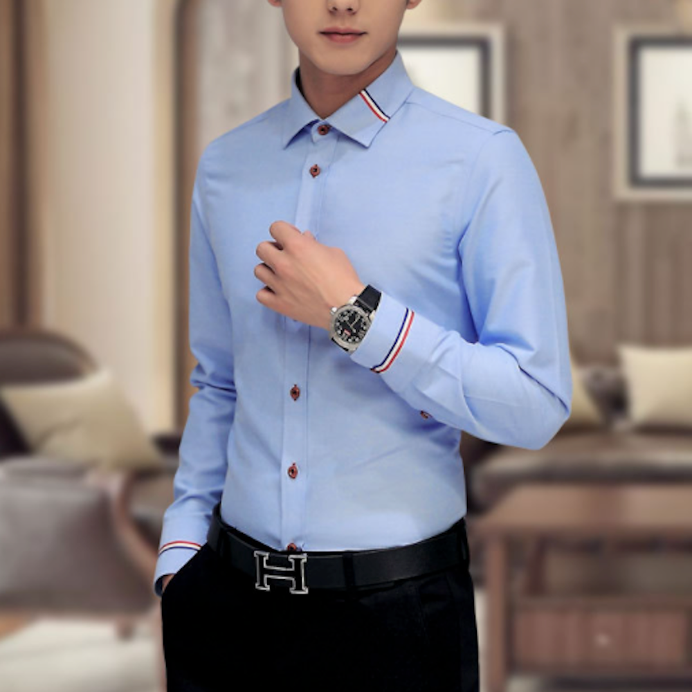 Mens Button Down Shirt With Ribbon Details – Onetify