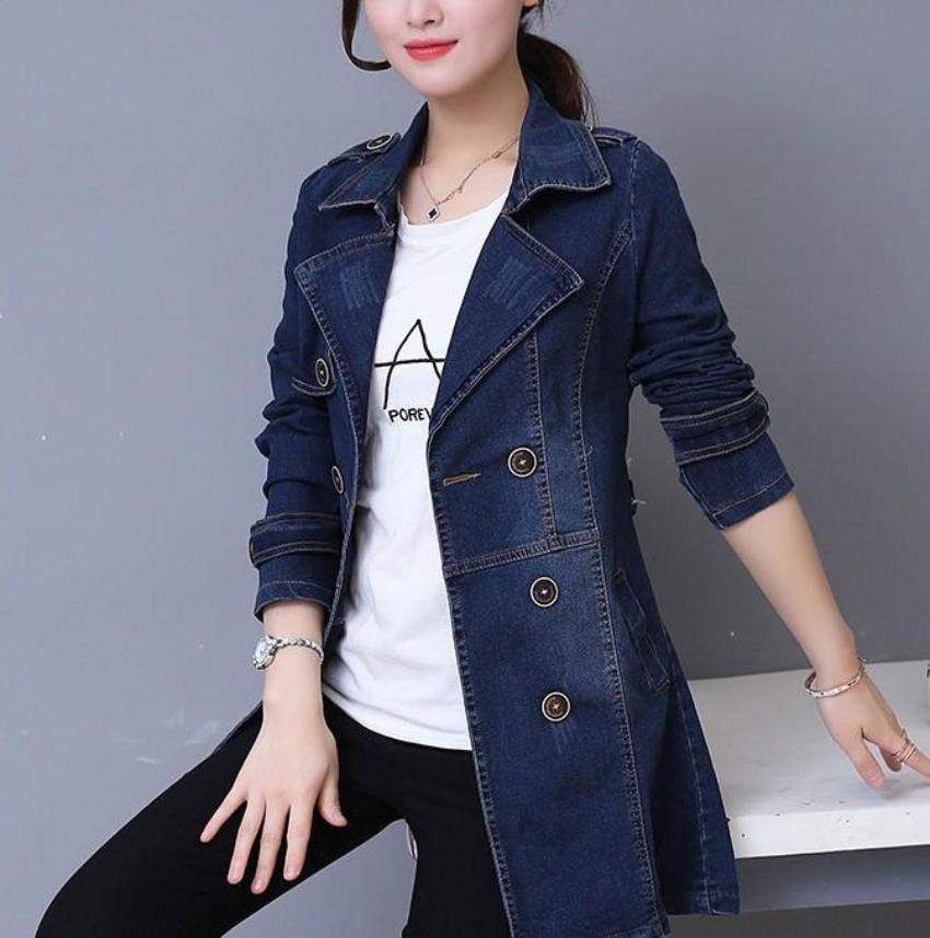 Womens Double Breasted Slim Fit Denim Jacket – Onetify