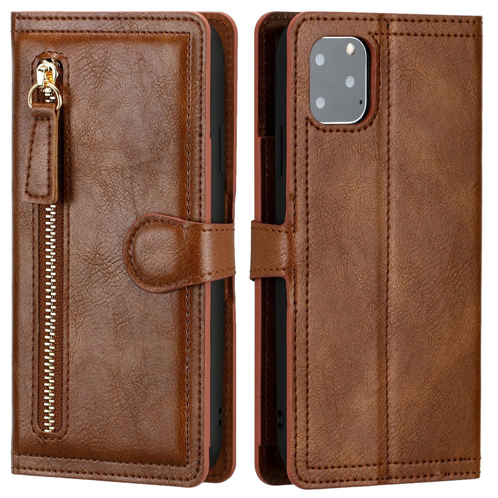 Zipper Wallet Flip Case For iPhone X to 14 Series With Wireless 