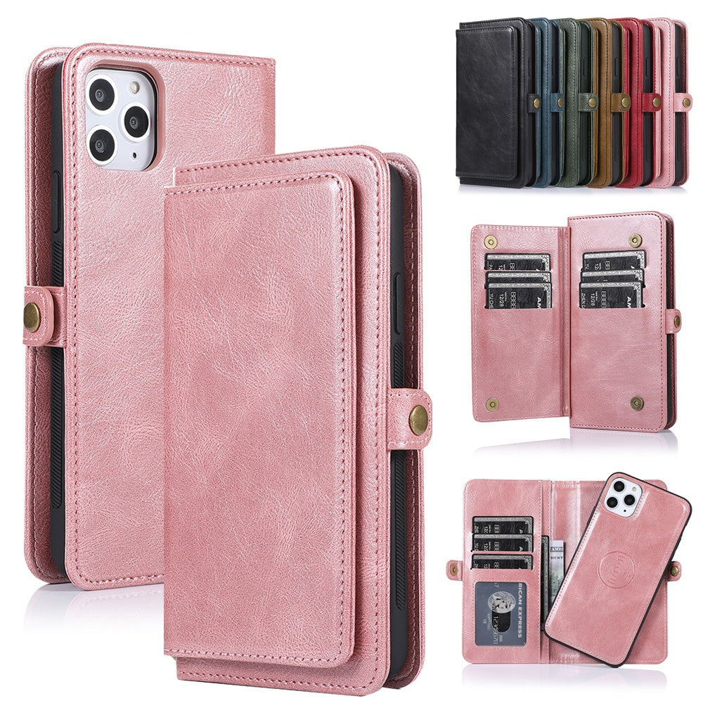 Vegan Leather Magnetic Card Holder Wallet Case with Strap for iPhone X ...