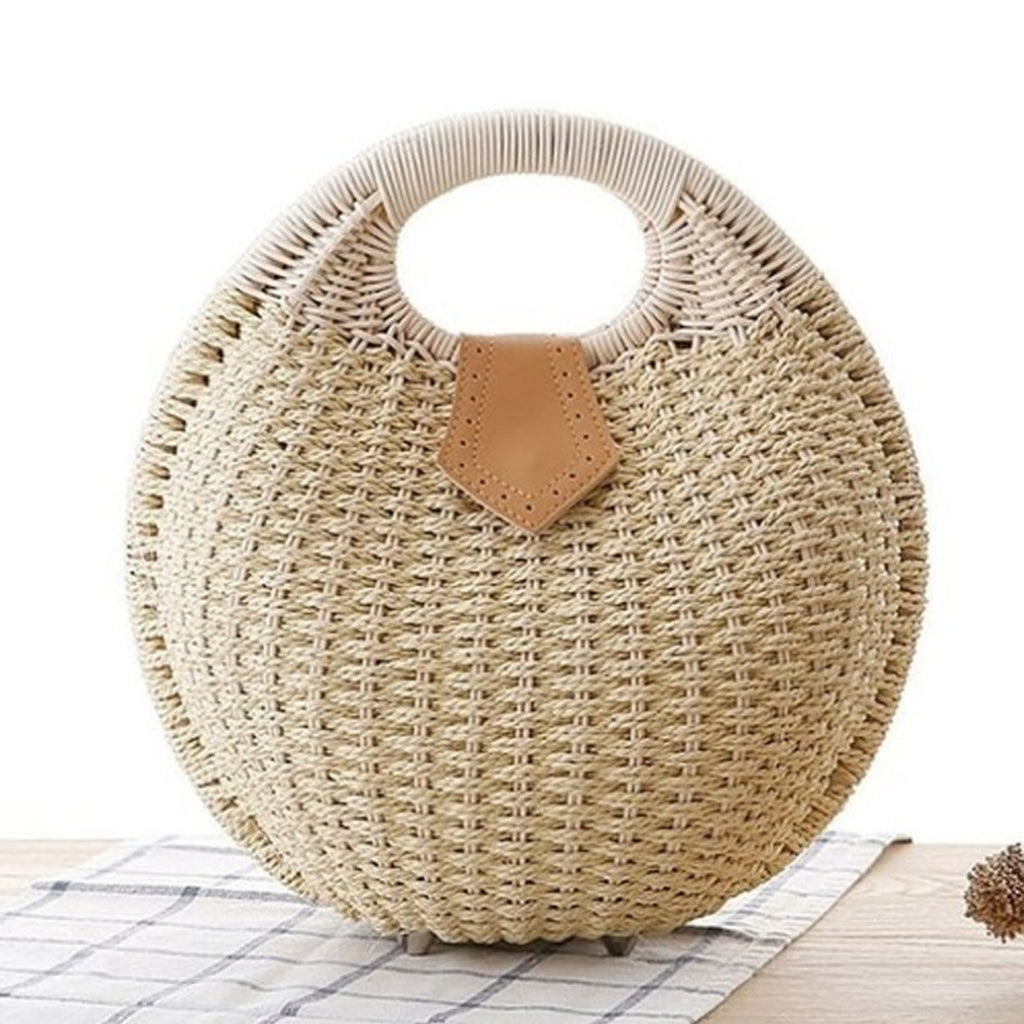 Top Handle Wicker Handbag in Round Shape – Onetify
