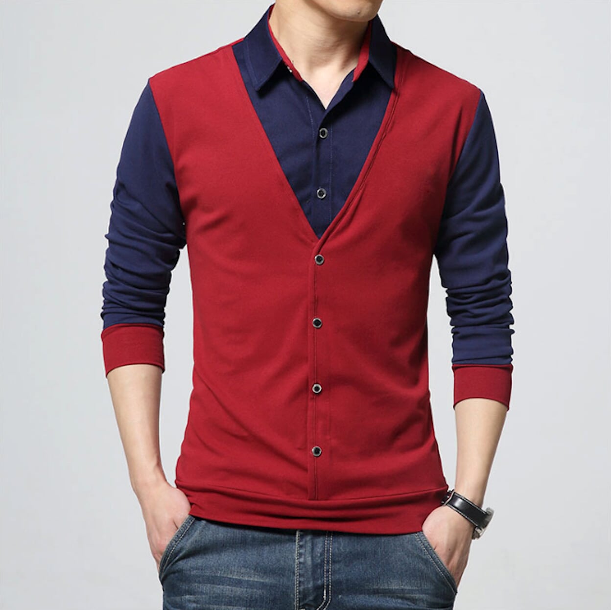 Mens Layered Look Shirt with Vest – Onetify