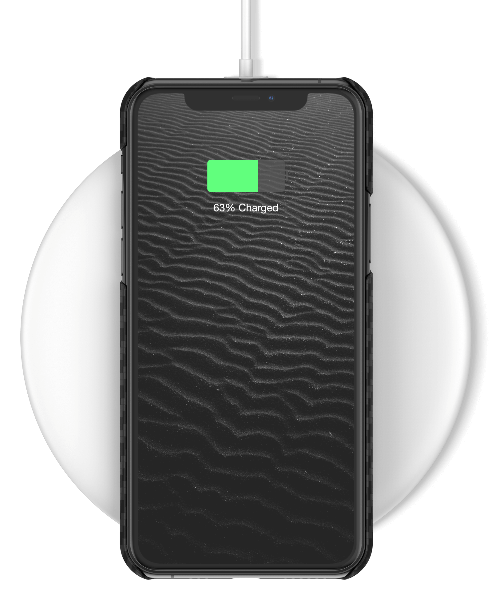Cell phone wirelessly charging with Mason phone case