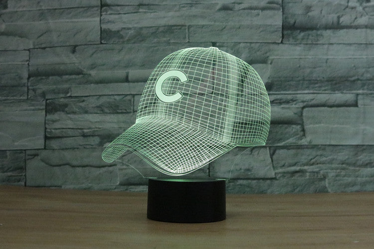 3d Light Chicago Cubs Baseball Team Cap Hat Nightlight Led Desk