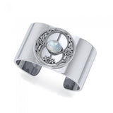 Chalice Well Silver Cuff Bracelet with Gemstone TBG734 - Magicksymbols