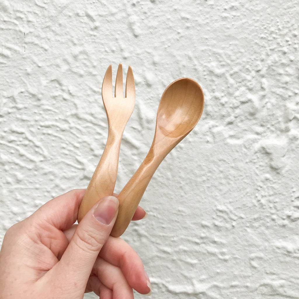 wooden baby utensils