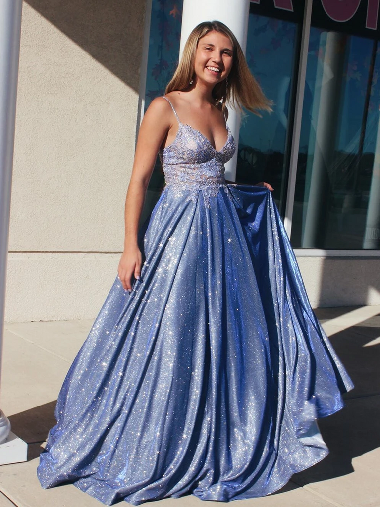 Unique Lace Prom Dresses A-line Appliqued Evening Gowns PD451 – BohoProm