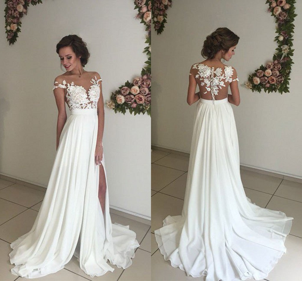 a line romantic wedding dress