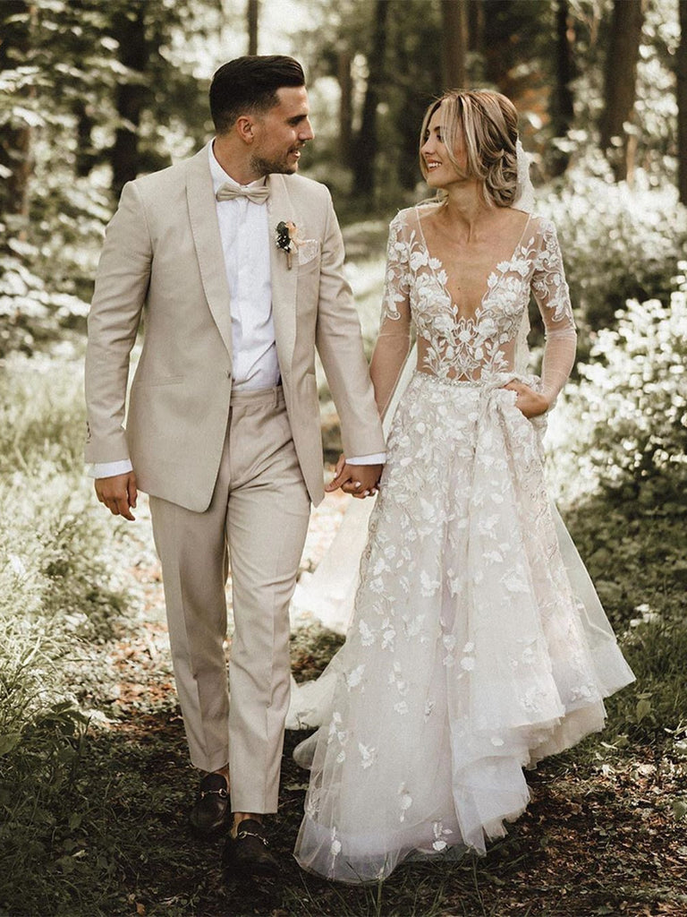 romantic long sleeve wedding dress