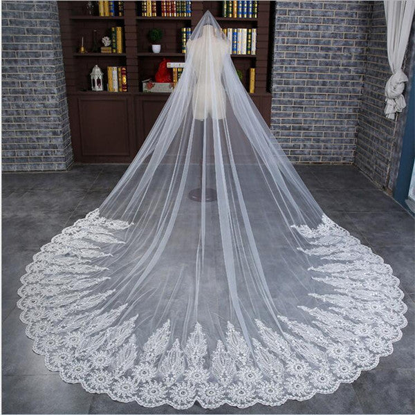 wedding veil long train