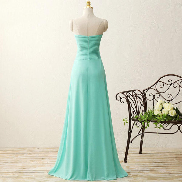 A-line Sweetheart Floor-Length Chiffon Simple Mint Bridesmaid Dresses ...