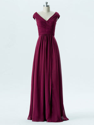 BohoProm Bridesmaid Dress A-line V-Neck Floor-Length Chiffon Bridesmaid Dresses 2871