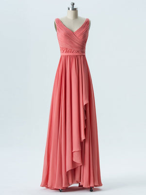 BohoProm Bridesmaid Dress A-line  V- Neck  Floor-Length Chiffon Bridesmaid Dresses 2873