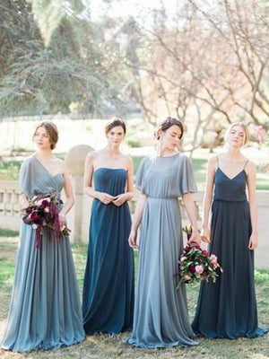 BohoProm Bridesmaid Dress Alluring Chiffon Sweep Train A-line Bridesmaid Dresses With Pleats BD072