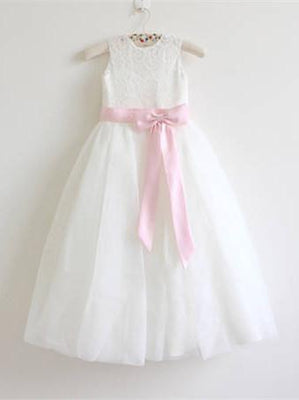 BohoProm Flower Girl Dresses Wonderful Lace & Tulle Jewel Neckline knee-length A-line Flower Girl Dresses FD012