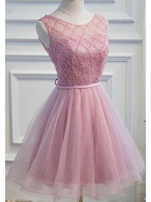 BohoProm homecoming dresses Stunning Tulle Scoop Neckline Short A-line Homecoming Dresses HD173