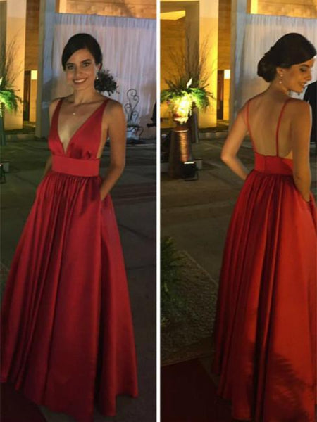 satin red gown