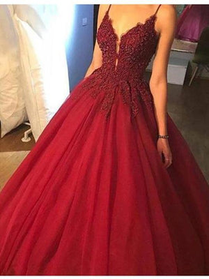BohoProm prom dresses A-line Spaghetti Strap Floor-Length Tulle Prom Dresses With Beading HX00164