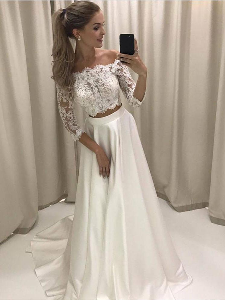 white prom dress with train