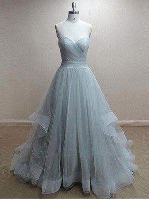 BohoProm prom dresses A-line Sweetheart Sweep Train Organza Simple Prom Dresses SWD030