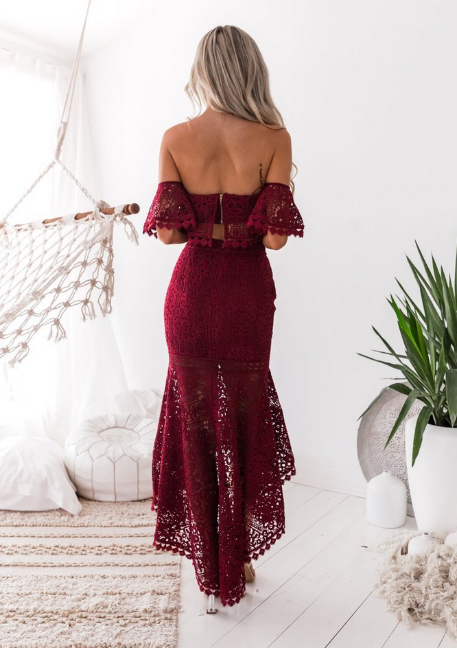 high low burgundy prom dress