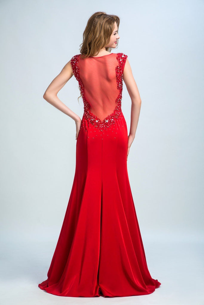 Mermaid Red Strapless Satin Prom Dresses Sheath Evening Dresses 24charming Com