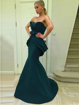 BohoProm prom dresses Trumpet/Mermaid Sweetheart Sweep Train Jersey Open Back Prom Dresses 2799