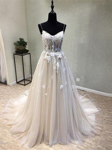 tulle flower wedding dress