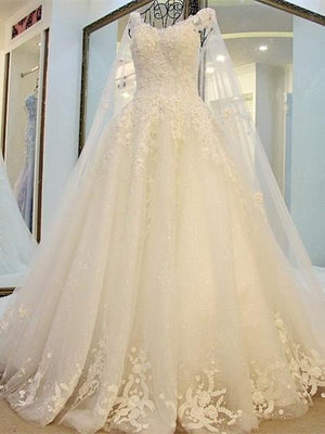 BohoProm Wedding Dresses A-line Sweetheart Cathedral Train Tulle Rhine Stone Lace Wedding Dresses ASD2632