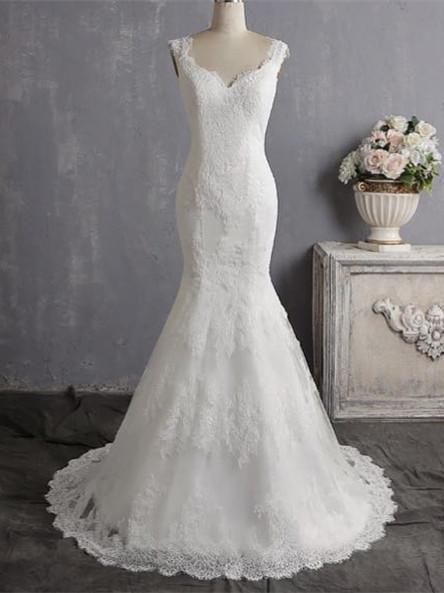 v neck cap sleeve wedding dress