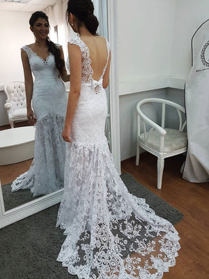 BohoProm Wedding Dresses Trumpet/Mermaid Sweetheart Sweep Train Tulle Lace Appliqued  Long  Wedding Dresses 2814