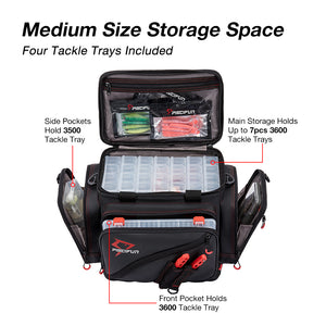 Piscifun Travel Pro Fishing Tackle Bag With 4 Trays Large Water Resis