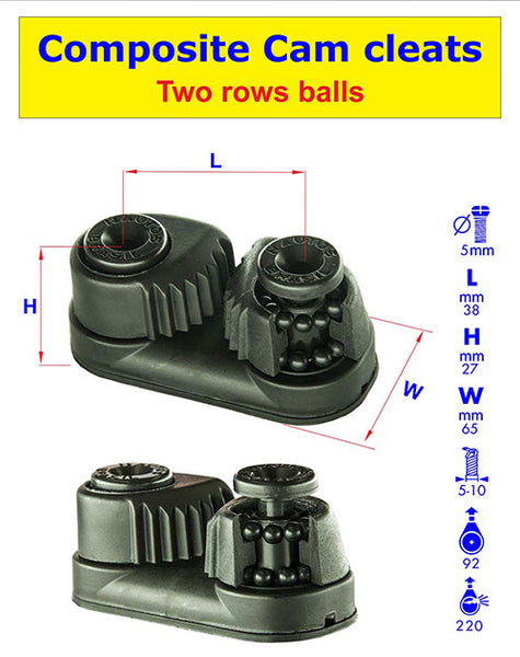 91025 - Cam cleat - Composite , 2 row ball bearing