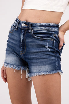 Raw Frayed Hem Ripped Denim Shorts