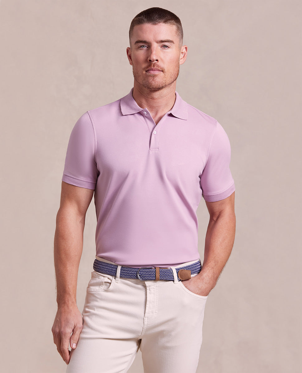 Image of The Holden - Sand Washed Double Knit SS Polo - Lilac