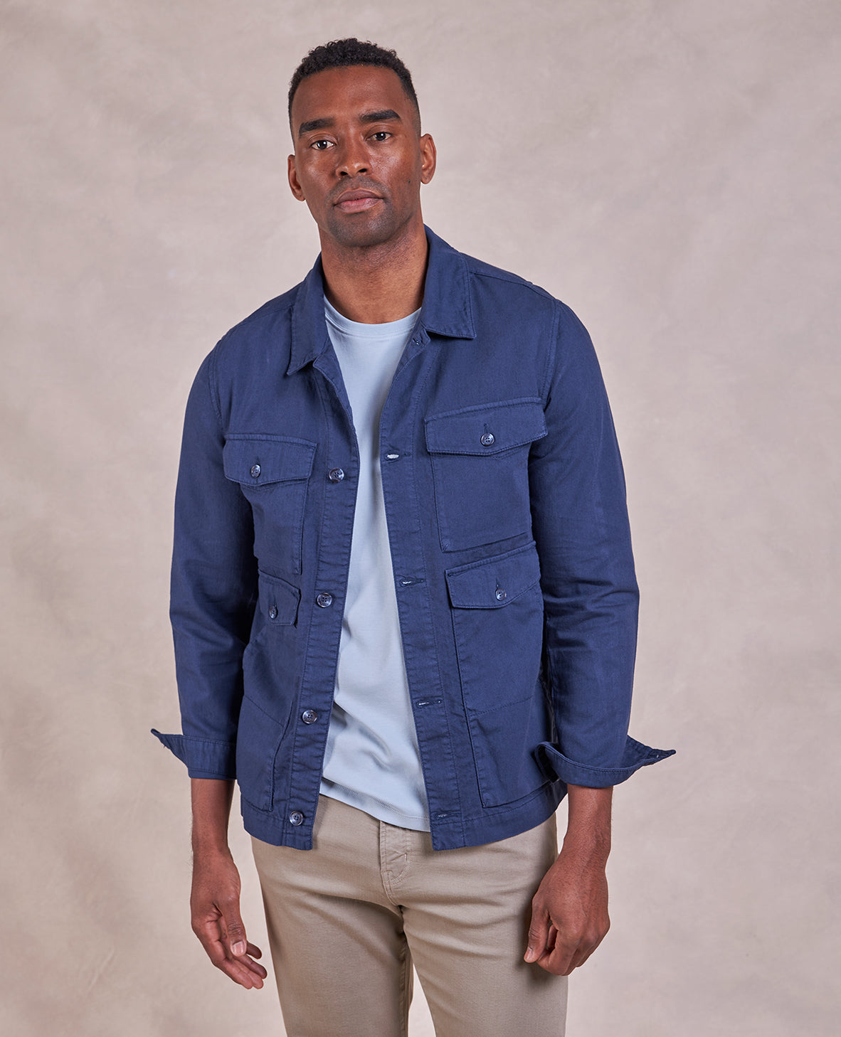 Image of The Harper - Cotton + Linen Chore Jacket - Navy