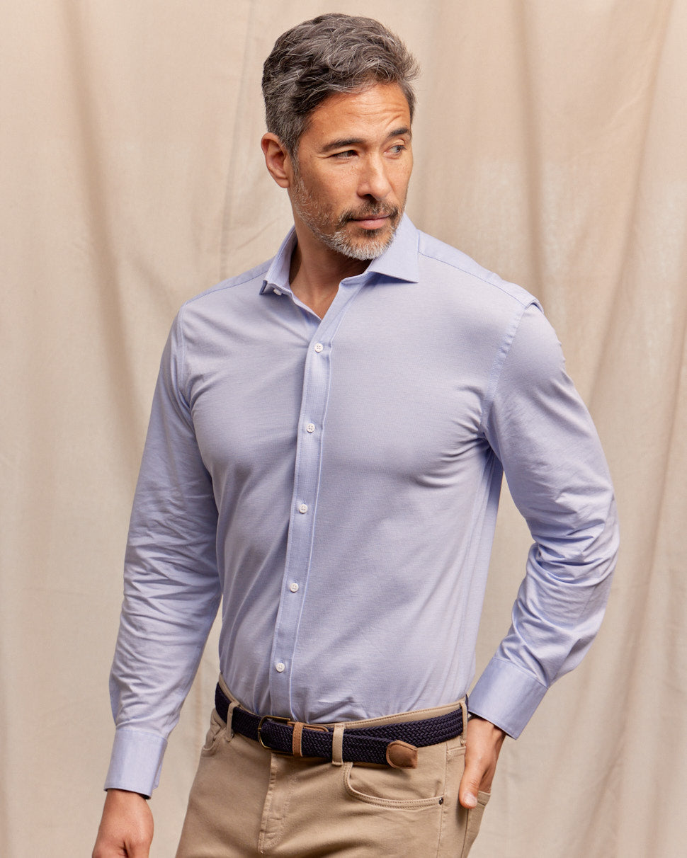 Image of The Hayden - Non-Iron Knit Shirt - Blue White