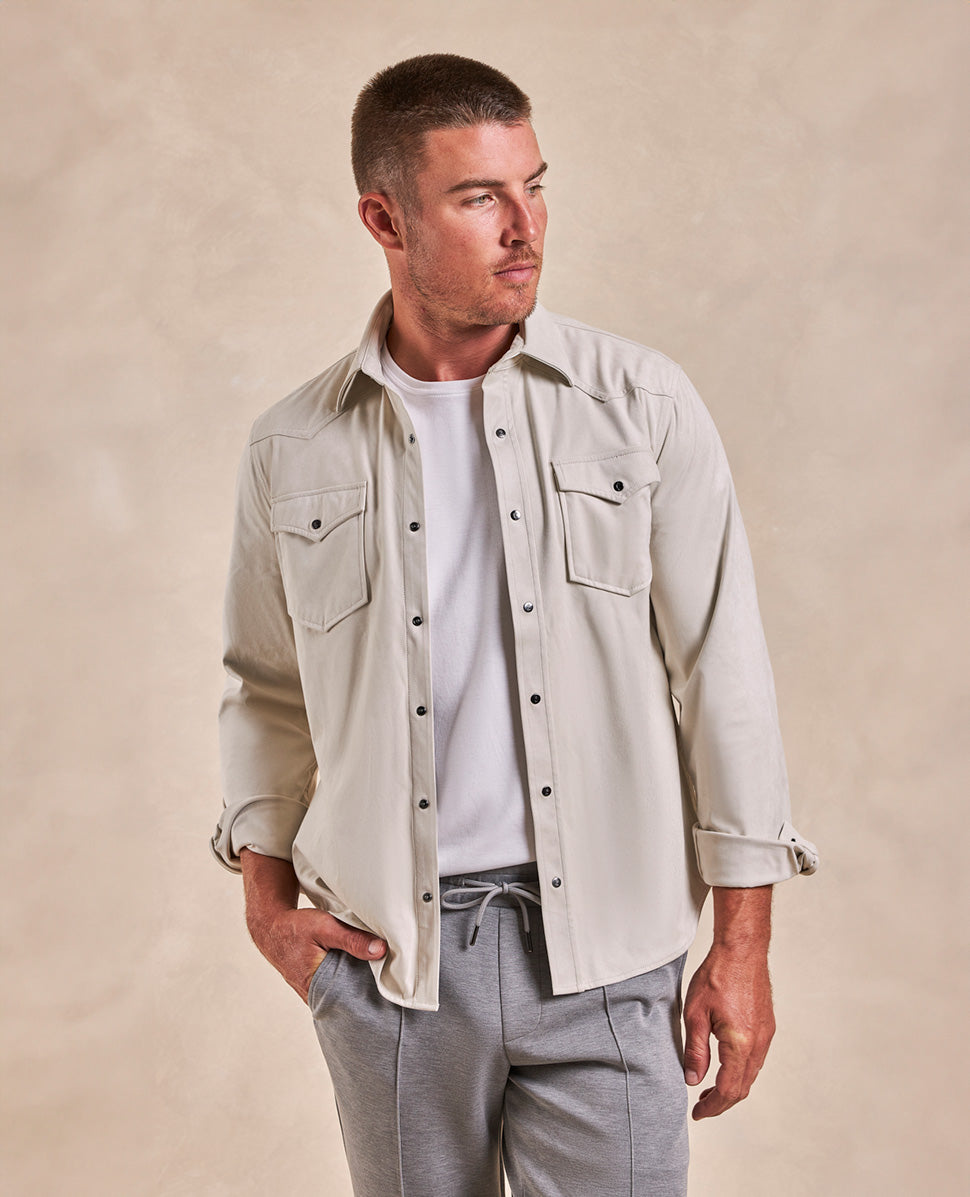 Image of The Wyatt Lite - Feather Weight Microsuede Shirt Jacket - Sand