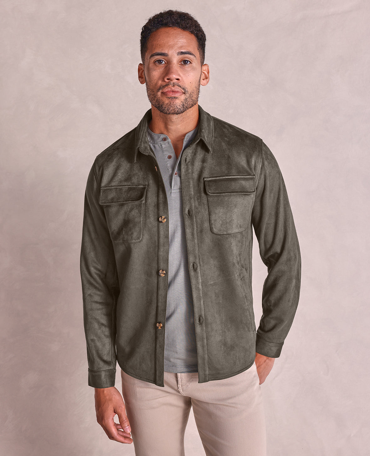 Image of The Drummond - Microsuede Chore Jacket - Olive