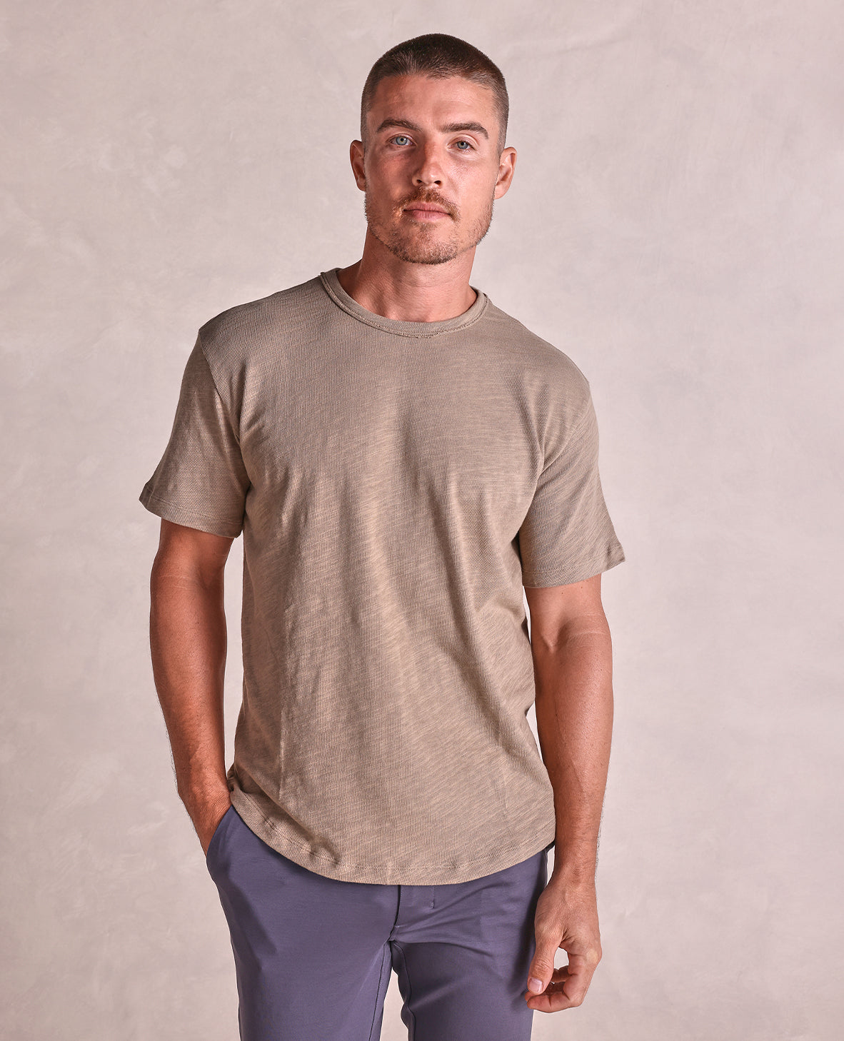 Image of The Jameson - Distressed Crew Neck Tee - Tan