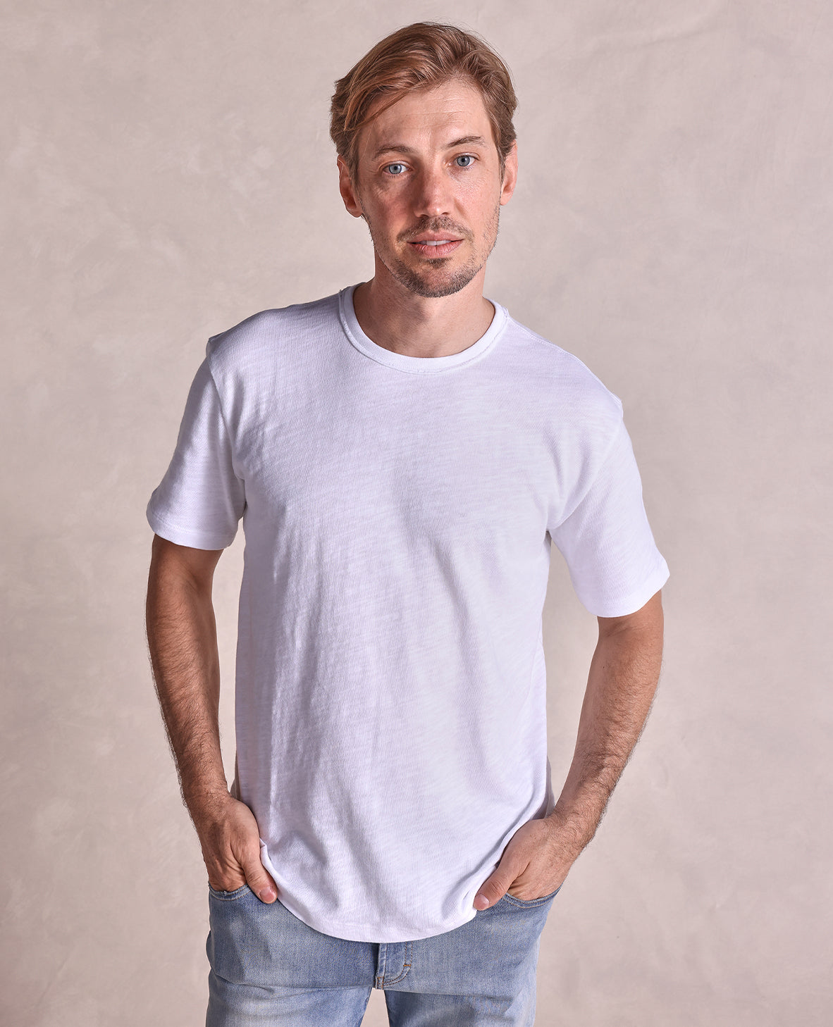 Image of The Jameson - Distressed Crew Neck Tee - White