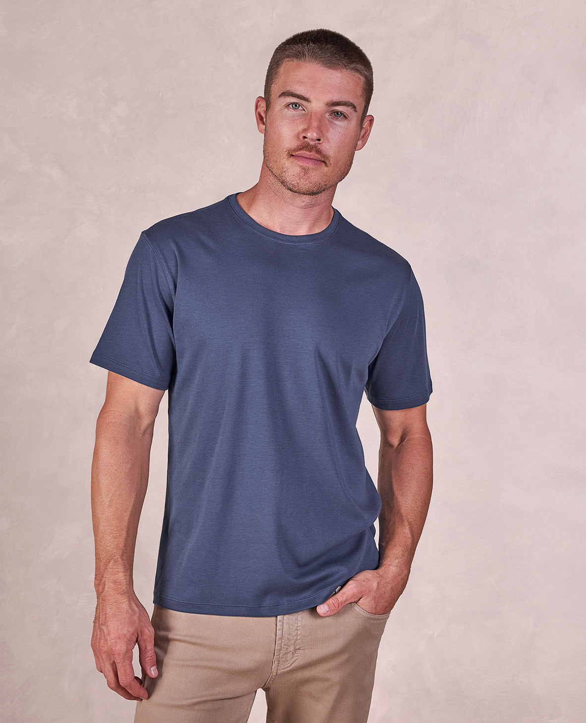 Image of The Luxe Supima - Crew Neck SS Tee - Blue Dusk