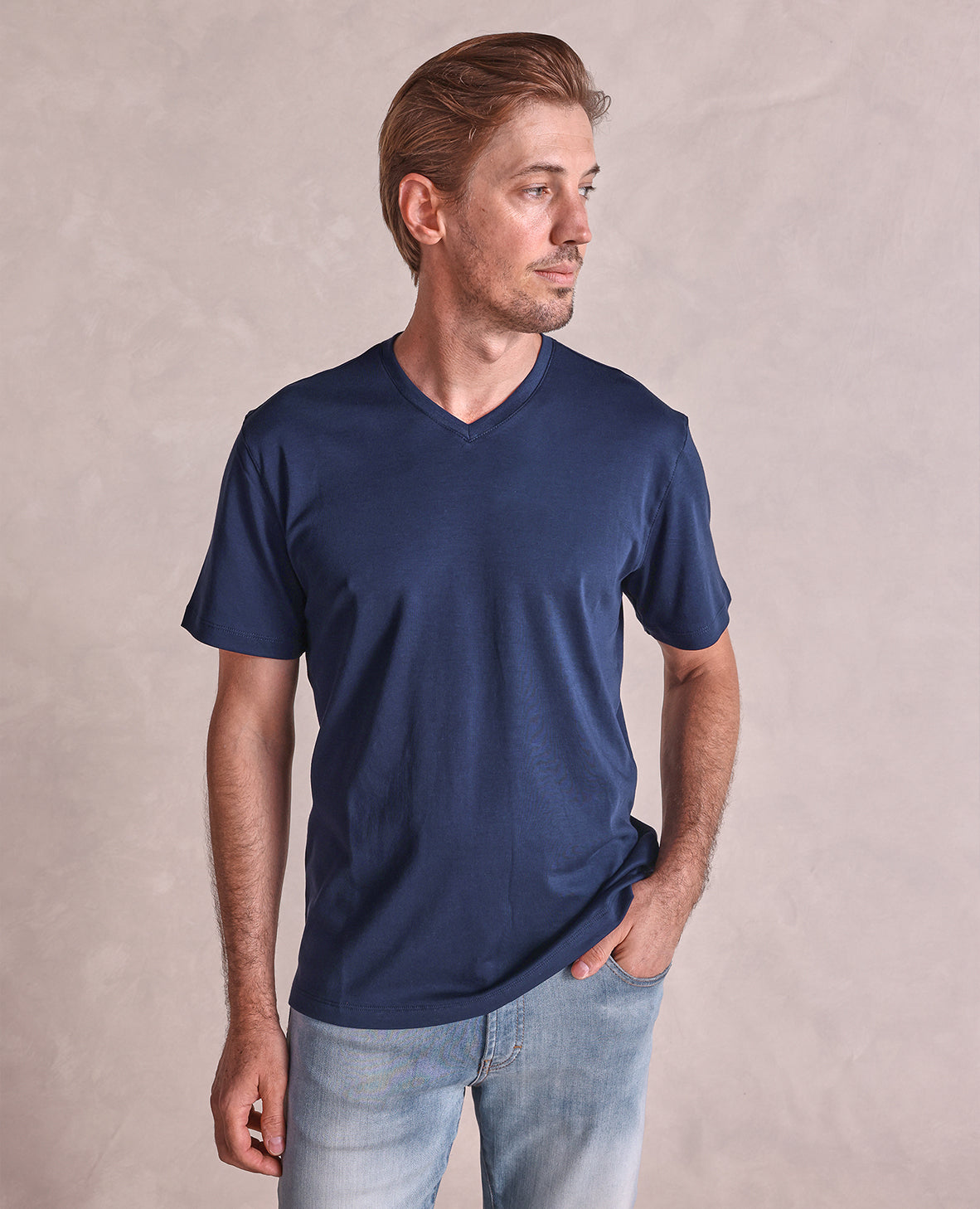 Image of The Luxe Supima - V-Neck SS Tee - Navy