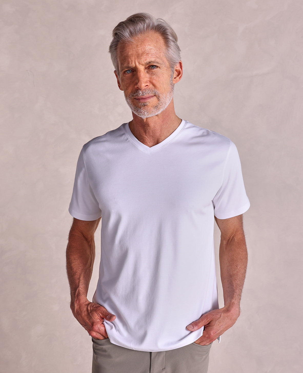 Image of The Luxe Supima - V-Neck SS Tee - White