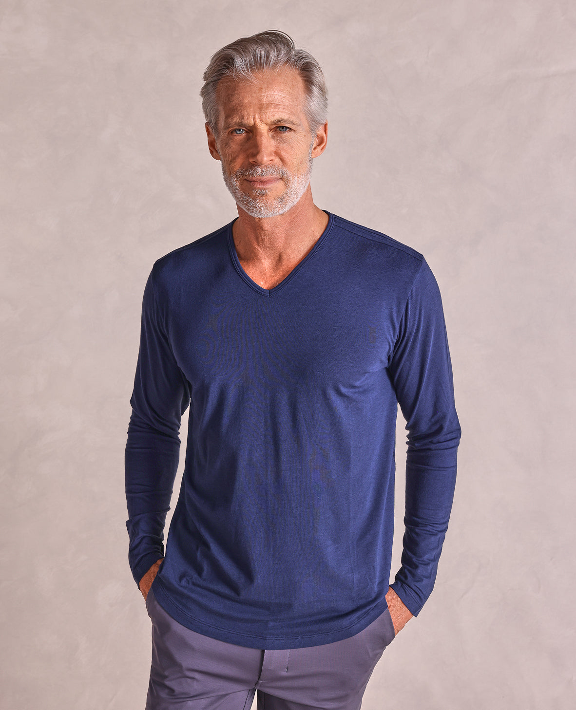 Image of The Reid - Eco-Friendly LS V-Neck Tee - Navy