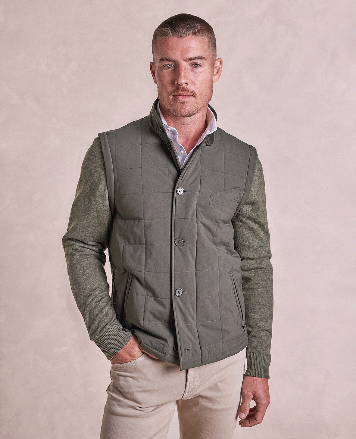 Image of The Rhett - Nylon Vest w/Removable Knit Sleeves - Olive