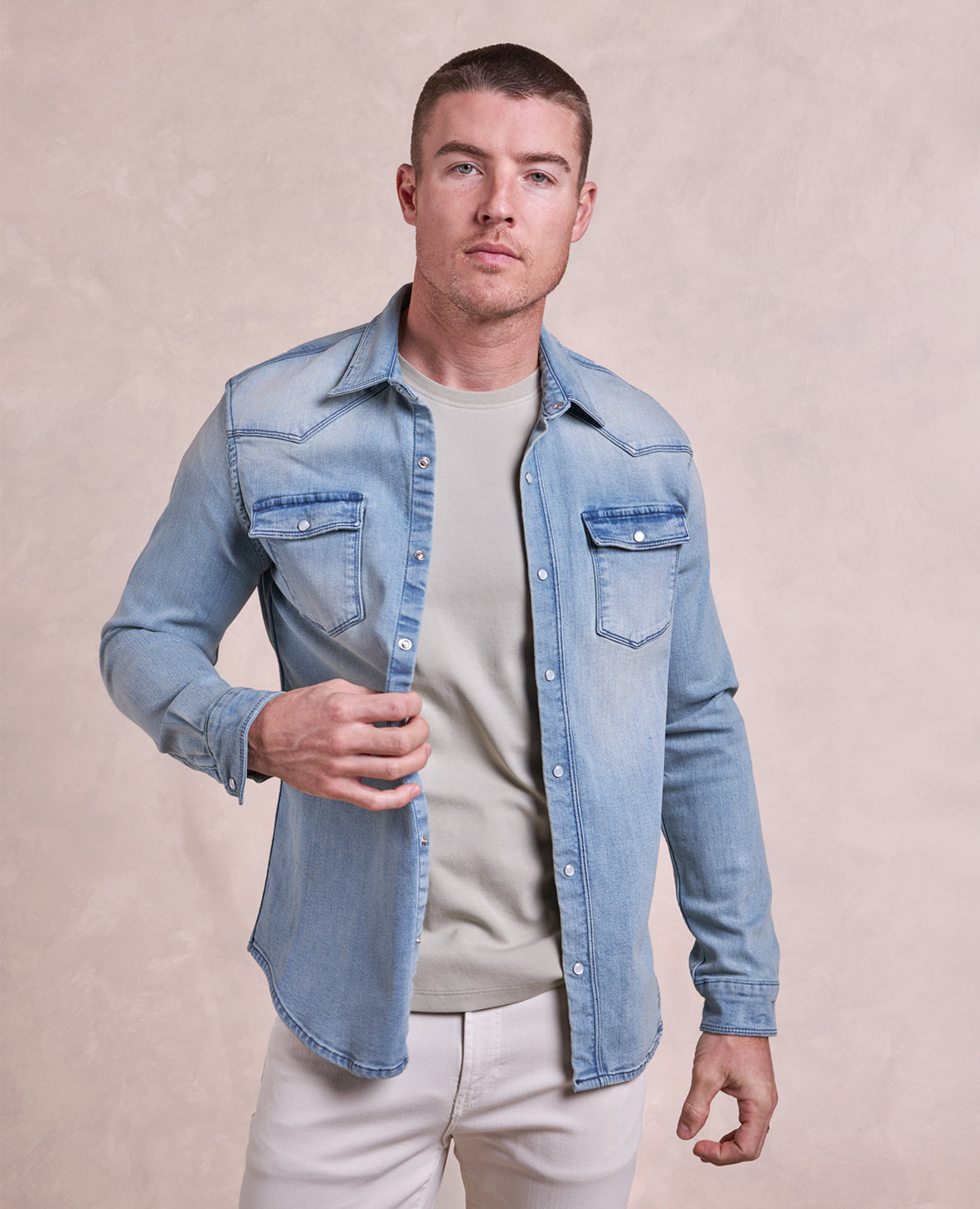 Image of The Wyatt - Italian Denim Shirt Jacket - Hopper Wash